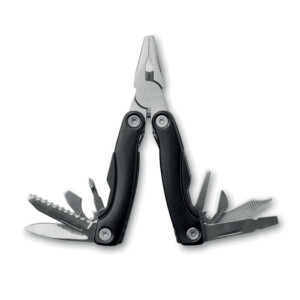 Klappbares Edelstahl-Multitool mit Edelstahlzange. 9 Funktionen. Inklusive Tasche aus 600D Polyester.-Schwarz-8719941031067-2