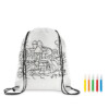 Non-Woven-Beutel mit Kordelzug und 5 Markern. 80 g/m².-Weiß-8719941047570