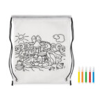 Non-Woven-Beutel mit Kordelzug und 5 Markern. 80 g/m².-Weiß-8719941047570-3