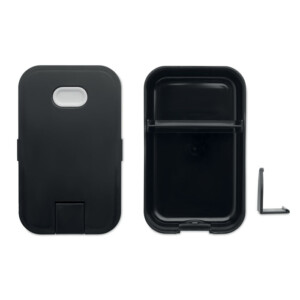 Lunchbox aus PP mit integriertem Telefonhalter. Fassungsvermögen: 1 Liter.-Schwarz-8719941052352-2