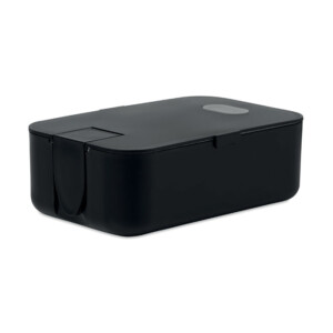 Lunchbox aus PP mit integriertem Telefonhalter. Fassungsvermögen: 1 Liter.-Schwarz-8719941052352
