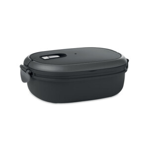 Lunchbox mit luftdichtem PP-Deckel (innen & außen). Mikrowellen- und spülmaschinenfest. Fassungsvermögen von 1000 ml.-Schwarz-8719941050419