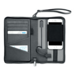 PU-Organizer und 4000-mAh-Powerbank mit DC5V/1-Ausgang Smartphone- und Tablet-kompatibel. Inklusive integrierter Micro-USB-Buchse und Micro-USB-Kabel. Hat 4 blaue LEDs auf der Vorderseite.-Grau-8719941007444