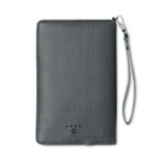 PU-Organizer und 4000-mAh-Powerbank mit DC5V/1-Ausgang Smartphone- und Tablet-kompatibel. Inklusive integrierter Micro-USB-Buchse und Micro-USB-Kabel. Hat 4 blaue LEDs auf der Vorderseite.-Grau-8719941007444-2