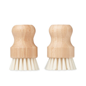 Set mit 2 Bambusbürsten zum Reinigen von Gemüse und Pilzen-Holz-8719941055148-3