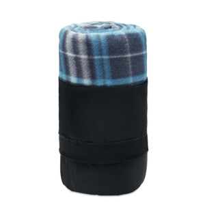 RPET-Fleecedecke mit quadratischem Muster und RPET-Polyester-Reisetasche. Vlies 180 g / m².-Blau-8719941049376