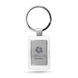 Rechteckiger Schlüsselanhänger aus verchromter Zinklegierung mit mattem Zwischenraum. Geschenkverpackung.-glänzendes Silber-8719941002937-5