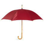 Regenschirm aus PE 190 T mit Holzstock und -griff. Manuelle Öffnung. Durchmesser 100 cm. Lang. Mast 60cm-Bordeaux-8719941016217