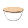 Salatschüssel aus Borosilikatglas mit Bambusdeckel und Silikonband. Fassungsvermögen: 1200 ml.-Transparent-8719941054257