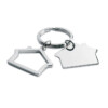 Schlüsselring aus Zinklegierung in Hausform. Verpackung aus weißem Karton.-glänzendes Silber-8719941003309