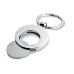 Runder Schlüsselanhänger aus Zinklegierung mit Token. Ideal um einkaufen zu gehen.-glänzendes Silber-8719941008151-1
