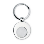 Runder Schlüsselanhänger aus Zinklegierung mit Token. Ideal um einkaufen zu gehen.-glänzendes Silber-8719941008151