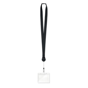 Polyester-Lanyard mit erweiterbarem Ausweishalter und Sicherheitsverschluss.-Schwarz-8719941044753-1