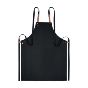 Verstellbare Küchenschürze mit 2 Fronttaschen aus 340 gr/m² Bio-Baumwolle/Canvas. Produziert nach einem zertifizierten Standard für die Verwendung von Schadstoffen in Textilien. Präsentiert in einer individuellen Box.-Schwarz-8719941053564-3