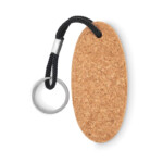 Schwimmender ovaler Schlüsselanhänger aus Kork mit geflochtenem Polyesterseil.-Schwarz-8719941050884-1