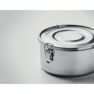 Lunchboxen oder Aufbewahrungsset aus Edelstahl mit stabilen und sicheren Seitenschlaufen. Fassungsvermögen: 450 ml. und 900 ml.-Silber matt-8719941055001-6