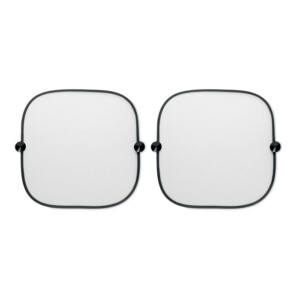 Set aus zwei Auto-Sonnenblenden aus Polyester. Inklusive zwei Befestigungssaugnäpfe.-Schwarz-8719941024106