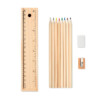 Set mit 12 Stiften (2 Holzstifte / 6 Buntstifte / 1 Anspitzer
