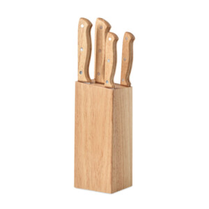 Satz Holzmesser. Inklusive Standfuß und 5 Messern: Koch