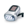 Zweifach betriebene Taschenlampe: Solar und Dynamo. ABS-Körper aus silberfarbenem Satin.-Silber matt-8719941008687