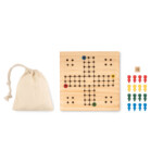 Ludo-Spiel aus Holz. Präsentiert in einem Baumwollbeutel.-Holz-8719941047976-3