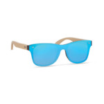 Sonnenbrille mit Bambusbügeln und verspiegelten Gläsern. UV400-Schutz. Bambus ist ein Naturprodukt und weist leichte Abweichungen in Farbe