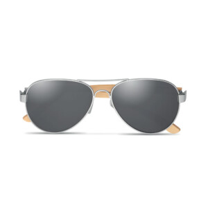 Sonnenbrille mit Bambusbügeln und farbig verspiegelten Gläsern im Mikrofaserbeutel. UV400-Schutz.-Schwarz-8719941056299-2