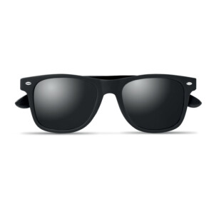 Sonnenbrille mit schwarz beschichteten Bambusbügeln und Rahmen und vollverspiegelten Gläsern. UV400-Schutz.-Schwarz-8719941056770-2