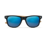 Vintage-Sonnenbrille mit Bambusbügel und PC-Rahmen und farbigen Gläsern. UV400-Schutz.-Blau-8719941040502