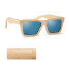 Vollständige Bambus-Sonnenbrille mit farbig verspiegelten Gläsern in einem Bambusetui. UV400-Schutz.-Holz-8719941056367