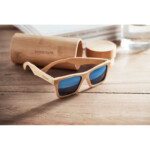 Vollständige Bambus-Sonnenbrille mit farbig verspiegelten Gläsern in einem Bambusetui. UV400-Schutz.-Holz-8719941056367-5