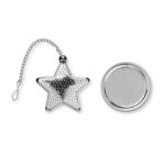 Sternförmiges Tee-Ei/Filter aus Edelstahl mit Kette und Mini-Halter.-Silber matt-8719941012578-1