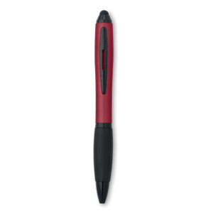 Drehkugelschreiber aus ABS in Metallic-Optik mit Stylus. Blaue Tinte.-Rot-8719941025066