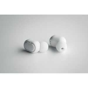 Kabelloser True Wireless Stereo (TWS) 5.0 Stereo-Kopfhörer aus recyceltem ABS mit eingebautem 40-mAh-Akku. Hörzeit ca. 4 Stunden. Inklusive Micro-USB-Ladekabel und 300-mAh-Ladestation.-Weiß-8719941053342-6