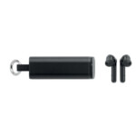 Kabellose True Wireless Stereo (TWS) 5.0-Kopfhörer mit integriertem 35-mAh-Akku. Spielzeit ca. 3 Stunden. Inklusive Micro-USB-Ladekabel und 250-mAh-Ladestation. Mit Schlüsselanhänger und Telefonhalter.-Schwarz-8719941053311-1