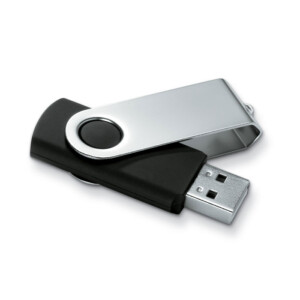 16 GB USB-Stick mit drehbarer Metallschutzabdeckung. Drehen Sie die Abdeckung und schließen Sie den Schlüssel an den USB-Anschluss an-Schwarz-8719941043213-1