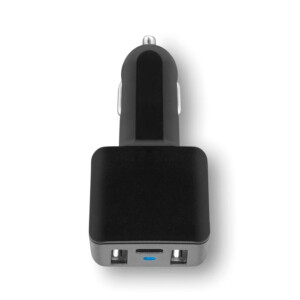 USB-Autoladegerät aus ABS mit 2 Hubs und Typ-C-Anschluss.-Schwarz-8719941008588-1