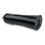 USB-Autoladegerät aus ABS mit 2 Anschlüssen. Passend für iPhone® und iPad® mit blauer Kontrollleuchte.-Schwarz-8719941009547-1