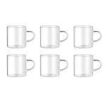 Becherhalter-Set aus Bambus mit 6 Bechern aus Borosilikatglas. Fassungsvermögen: 200 ml pro Tasse. Produktmontage erforderlich.-Holz-8719941054035-1