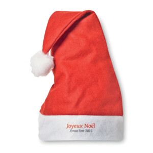 Traditionelle Weihnachtsmütze mit weißem Bommel. Nicht gewebt.-Rot-8719941012301-5