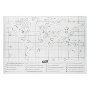 Planisphere zum Kratzen in verchromtem Papier. Verpackt in einer Papierröhre. Abmessungen der Karte: 42x30 cm.-Beige-8719941042124-1