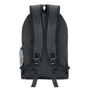 Rucksack aus zweifarbigem 600D RPET-Polyester mit Außentasche mit Reißverschluss und seitlicher Netztasche.-Schwarz-8719941057111-3