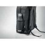 Rucksack aus zweifarbigem 600D RPET-Polyester mit Außentasche mit Reißverschluss und seitlicher Netztasche.-Schwarz-8719941057111-6