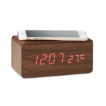 Uhr mit LED-Anzeige. Weckerfunktion und Temperaturanzeige. Kabellose MDF-Ladefunktion. 2-poliger AC-DC-Adapter im Lieferumfang enthalten. Nicht für die Verwendung in Großbritannien geeignet.-Holz-8719941034860-2