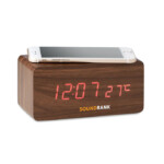 Uhr mit LED-Anzeige. Weckerfunktion und Temperaturanzeige. Kabellose MDF-Ladefunktion. 2-poliger AC-DC-Adapter im Lieferumfang enthalten. Nicht für die Verwendung in Großbritannien geeignet.-Holz-8719941034860-5