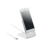 kabelloses 15-W-Aluminium-Ladegerät mit Telefonhalterung. Enthält einen zusätzlichen magnetischen Metallring. Ausgang: 9 V/1