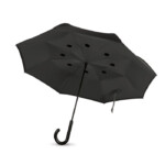 23-Zoll-Regenschirm aus doppellagigem 190T-Pongee mit Wendeverschluss. Fiberglasmast und -rippen. Manuelles Öffnen