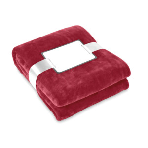 280 g/m² Fleece-Decke mit Schleife und bedruckbarer Karte.-Bordeaux-8719941011823