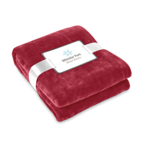 280 g/m² Fleece-Decke mit Schleife und bedruckbarer Karte.-Bordeaux-8719941011823-5