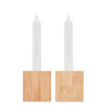 Ensemble de 2 bougies de table et 2 supports en bambou.-Bois-8719941054318-1
